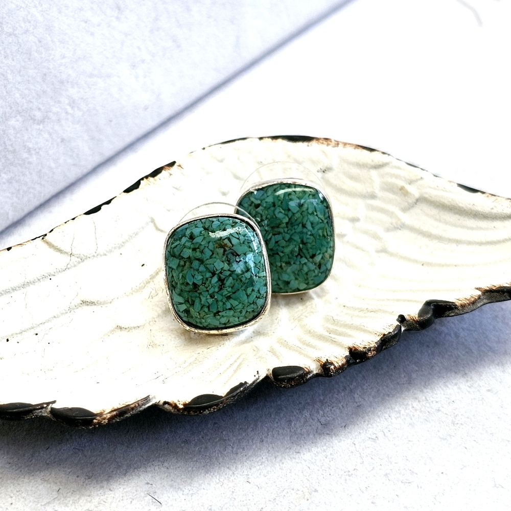Silpada Crushed Turquoise 925 Earrings - Picture 12 of 12